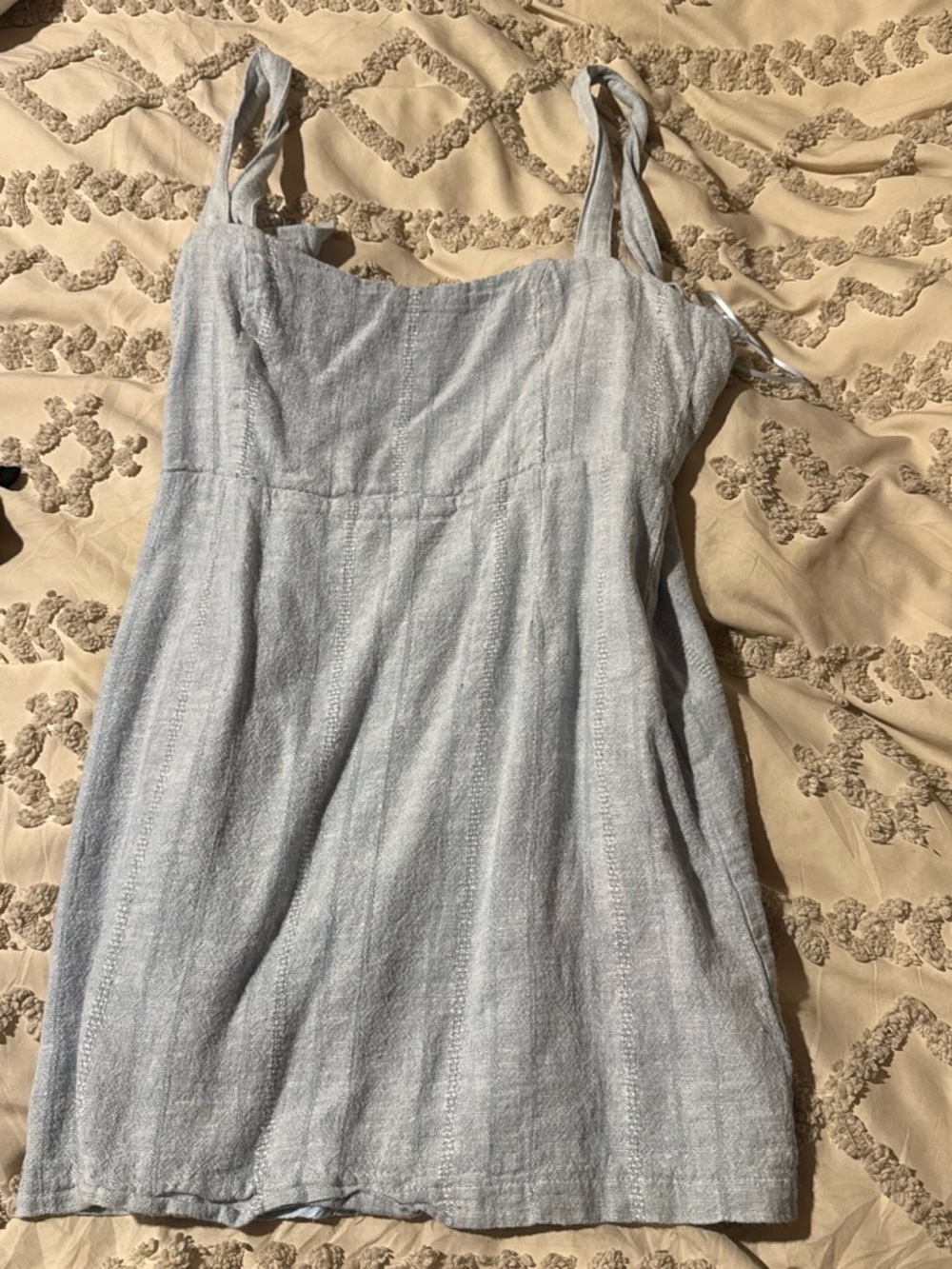 Light Blue Linen-Blend Sleeveless Summer Dress